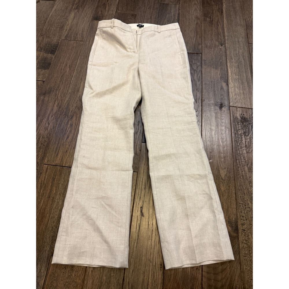 J.Crew Trousers Women 0 Beige CI425 Linen Blend Wide Leg Career Pants